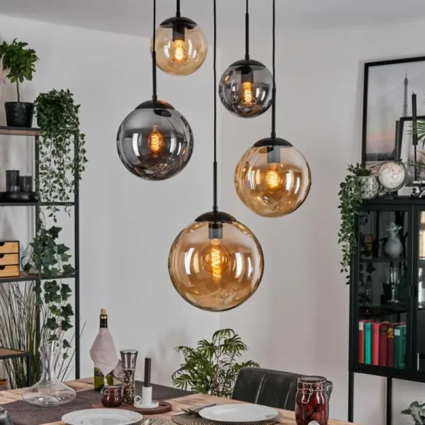 hofstein Gastor Suspension, Boule lumineuse 45 cm Noir, 5 lumières* Lampes Modernes