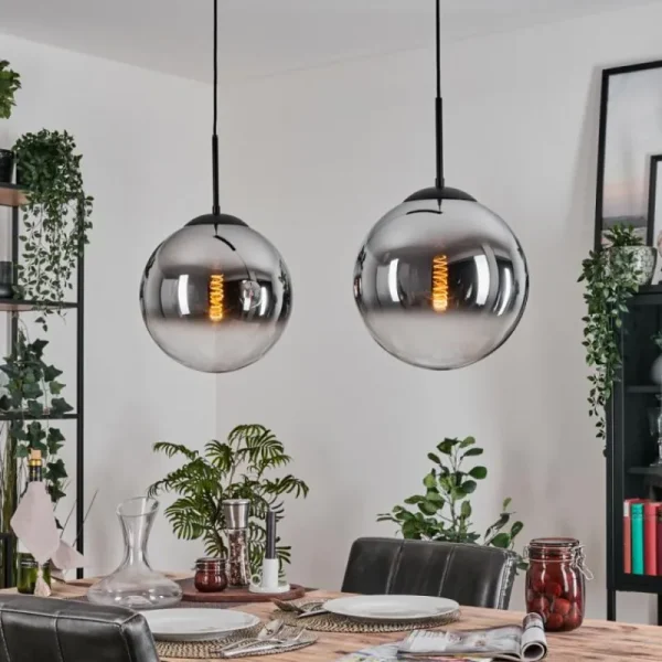 hofstein Gastor Suspension, Boule lumineuse Noir, 2 lumières* Lampes Modernes