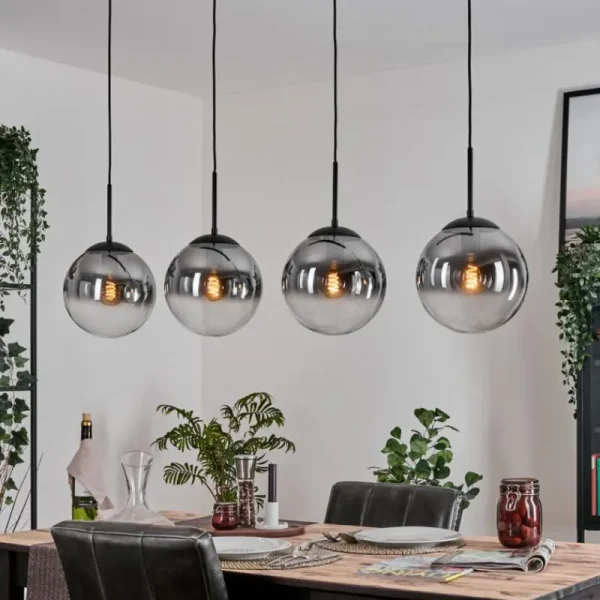 hofstein Gastor Suspension, Boule lumineuse, Suspension Clair, Fumé, 4 lumières* Lampes Modernes
