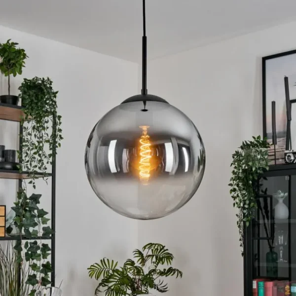 hofstein Gastor Suspension, Boule lumineuse Clair, Fumé, 1 lumière* Lampes Modernes