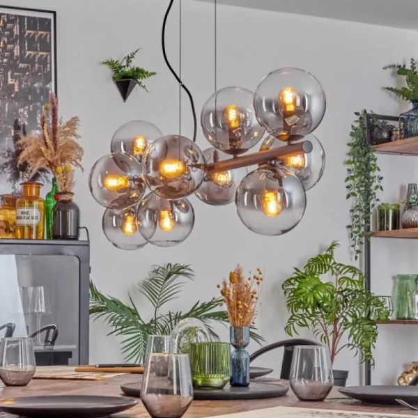 hofstein Gastor Suspension, Boule lumineuse, Suspension Clair, Fumé, 10 lumières* Lampes Modernes