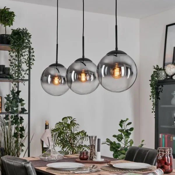 hofstein Gastor Suspension, Boule lumineuse Noir, 3 lumières* Lampes Modernes
