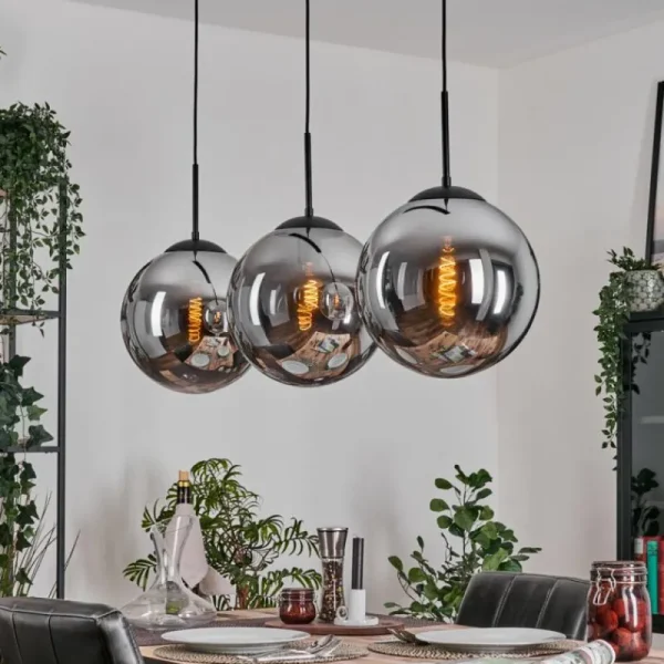 hofstein Gastor Suspension, Boule lumineuse, Suspension Fumé, 3 lumières* Lampes Modernes