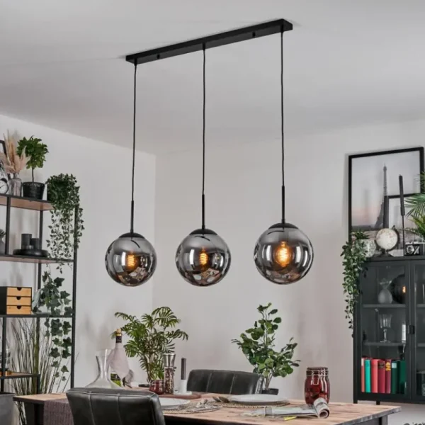 hofstein Gastor Suspension, Boule lumineuse Noir, 3 lumières* Lampes Modernes