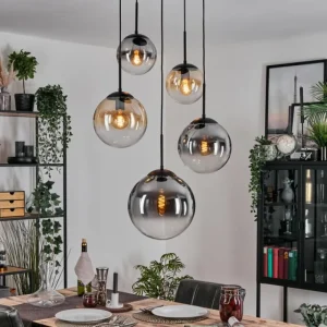 hofstein Gastor Suspension, Boule lumineuse 45 cm Noir, 5 lumières* Lampes Modernes