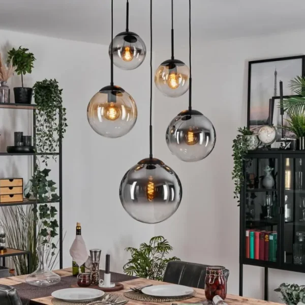 hofstein Gastor Suspension, Boule lumineuse 45 cm Noir, 5 lumières* Lampes Modernes