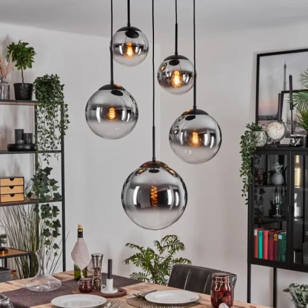 hofstein Gastor Suspension, Boule lumineuse 45 cm Noir, 5 lumières* Lampes Modernes