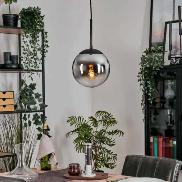 hofstein Gastor Suspension, Boule lumineuse Chrome, Clair, Fumé, 1 lumière* Lampes Modernes