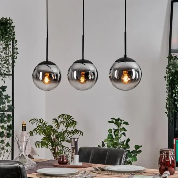 hofstein Gastor Suspension, Boule lumineuse Chrome, Clair, Fumé, 3 lumières* Lampes Modernes