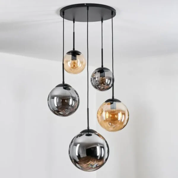 hofstein Gastor Suspension, Boule lumineuse 45 cm Noir, 5 lumières* Lampes Modernes