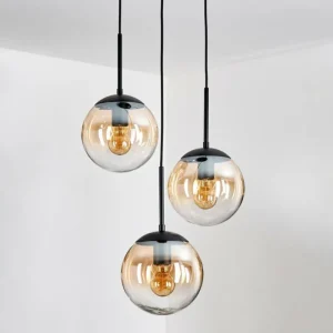 hofstein Gastor Suspension, Boule lumineuse Ambre, Clair, 3 lumières* Lampes En Verre