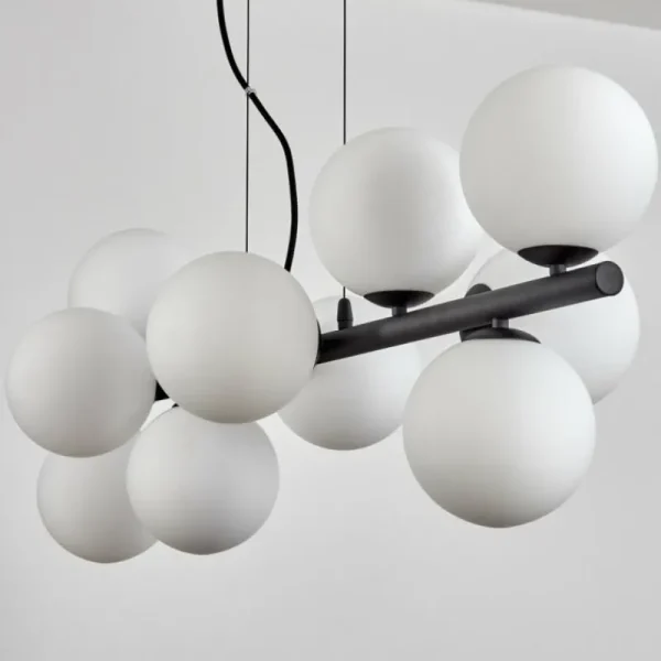hofstein Gastor Suspension, Boule lumineuse, Suspension Blanc, 10 lumières* Lampes En Verre