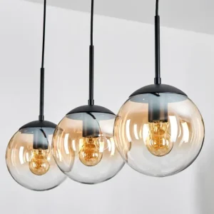 hofstein Gastor Suspension, Boule lumineuse Ambre, Clair, 3 lumières* Lampes En Verre