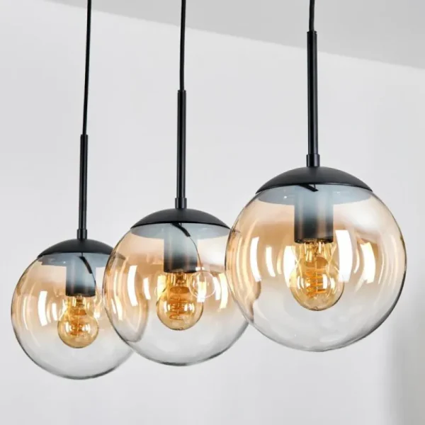 hofstein Gastor Suspension, Boule lumineuse Ambre, Clair, 3 lumières* Lampes En Verre