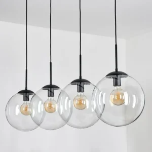 hofstein Gastor Suspension, Boule lumineuse, Suspension Clair, 4 lumières* Lampes En Verre