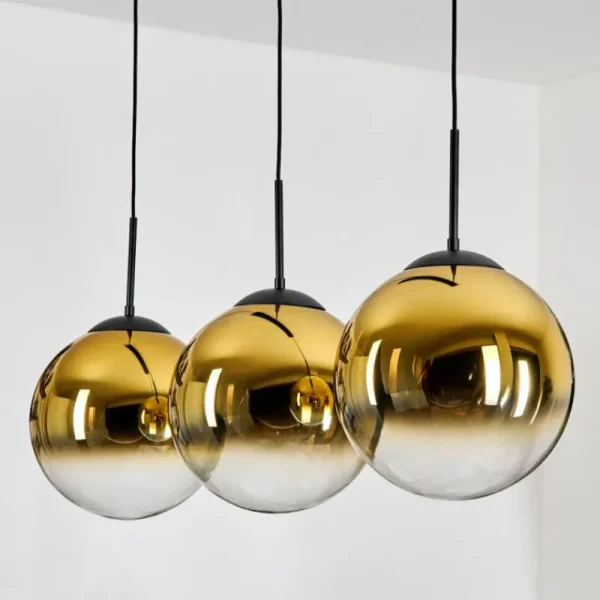 hofstein Gastor Suspension, Boule lumineuse, Suspension Or, Clair, 3 lumières* Lampes En Verre