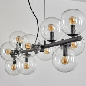 hofstein Gastor Suspension, Boule lumineuse, Suspension Clair, 10 lumières* Lampes En Verre