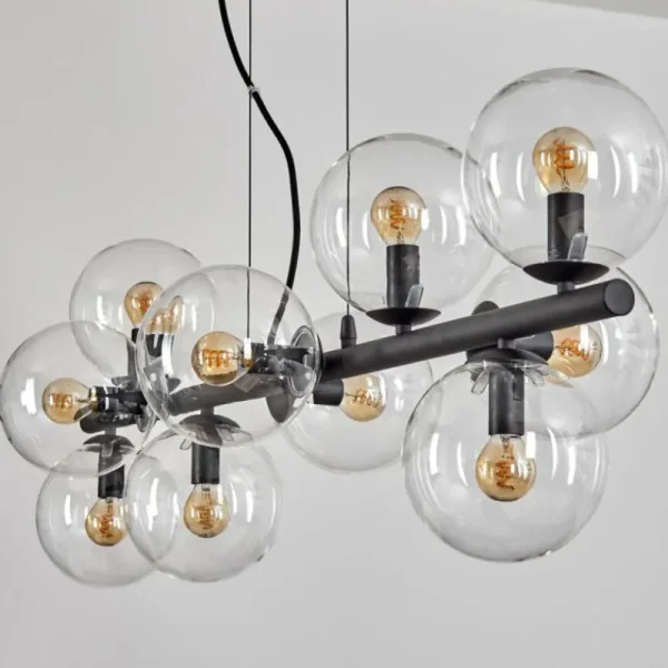 hofstein Gastor Suspension, Boule lumineuse, Suspension Clair, 10 lumières* Lampes En Verre