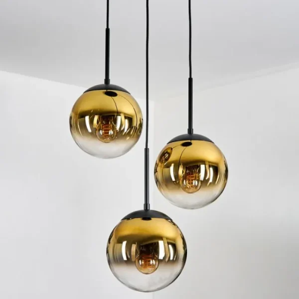 hofstein Gastor Suspension, Boule lumineuse 30 cm Or, Clair, 3 lumières* Lampes En Verre