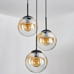 hofstein Gastor Suspension, Boule lumineuse Ambre, Clair, 3 lumières* Lampes En Verre