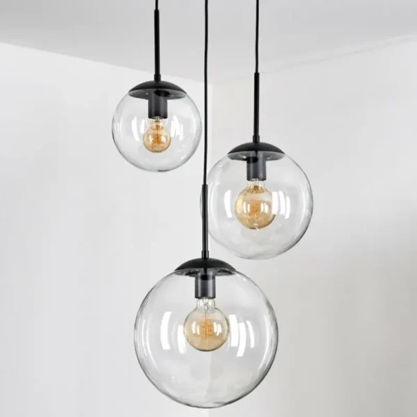 hofstein Gastor Suspension, Boule lumineuse Clair, 3 lumières* Lampes En Verre