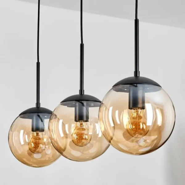 hofstein Gastor Suspension, Boule lumineuse Ambre, 3 lumières* Lampes En Verre