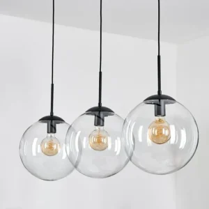 hofstein Gastor Suspension, Boule lumineuse, Suspension Clair, 3 lumières* Lampes En Verre