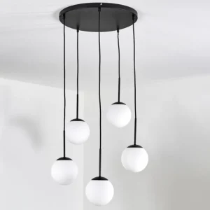hofstein Gastor Suspension, Boule lumineuse, Suspension Blanc, 5 lumières* Lampes En Verre