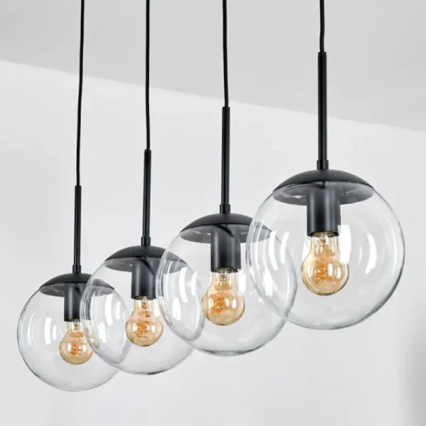 hofstein Gastor Suspension, Boule lumineuse, Suspension Clair, 4 lumières* Lampes En Verre