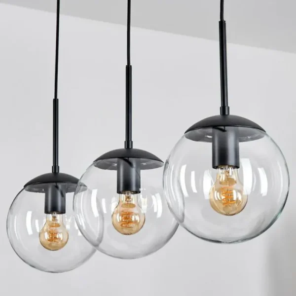 hofstein Gastor Suspension, Boule lumineuse Clair, 3 lumières* Lampes En Verre