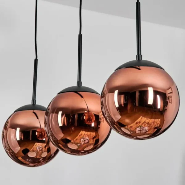 hofstein Gastor Suspension, Boule lumineuse, Suspension Cuivré, 3 lumières* Lampes En Verre