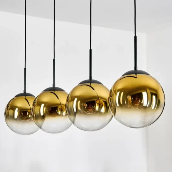 hofstein Gastor Suspension, Boule lumineuse, Suspension Or, Clair, 4 lumières* Lampes En Verre