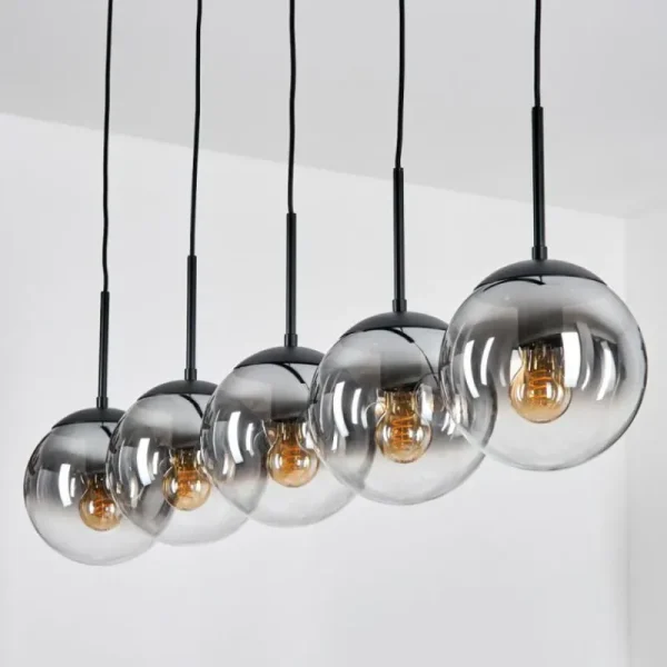 hofstein Gastor Suspension, Boule lumineuse, Suspension Clair, Fumé, 5 lumières* Lampes Modernes