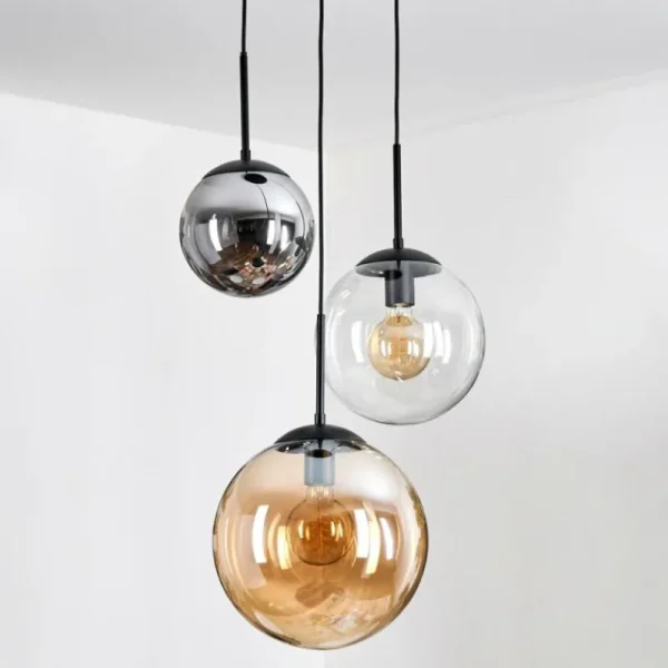 hofstein Gastor Suspension, Boule lumineuse 30 cm Ambre, Clair, Fumé, 3 lumières* Lampes Modernes