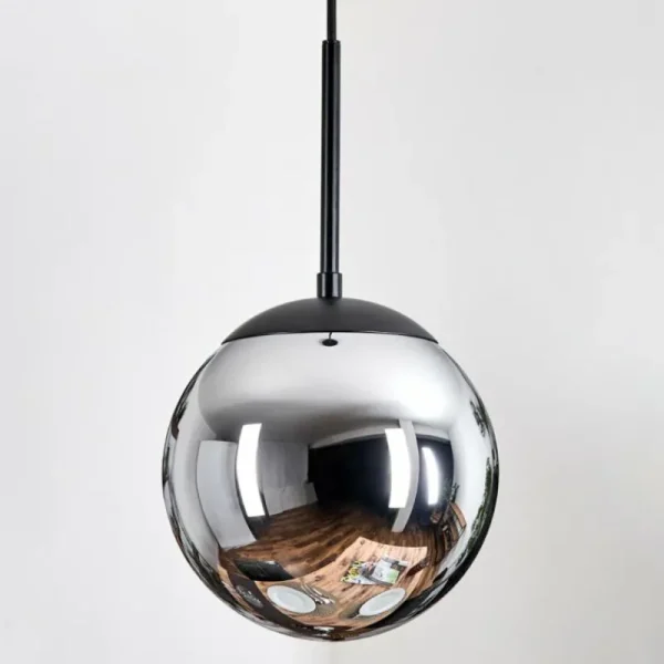 hofstein Gastor Suspension, Boule lumineuse 20 cm Chrome, Fumé, 1 lumière* Lampes Modernes