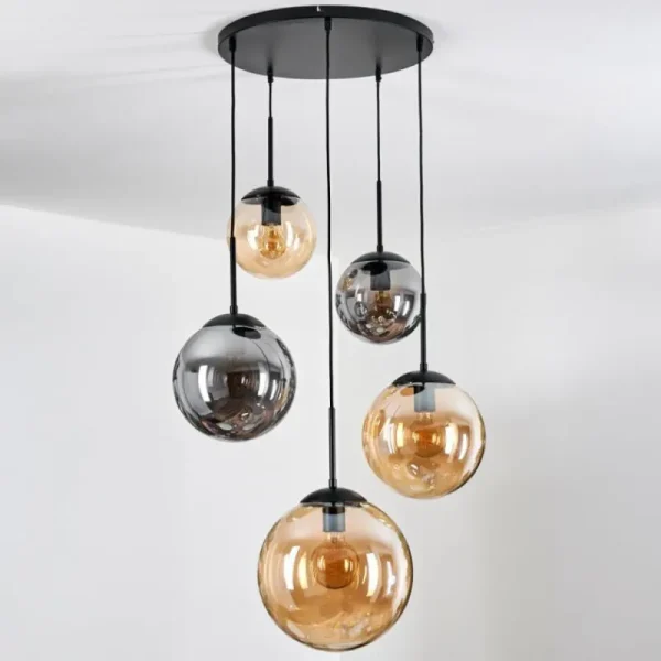 hofstein Gastor Suspension, Boule lumineuse 45 cm Noir, 5 lumières* Lampes Modernes