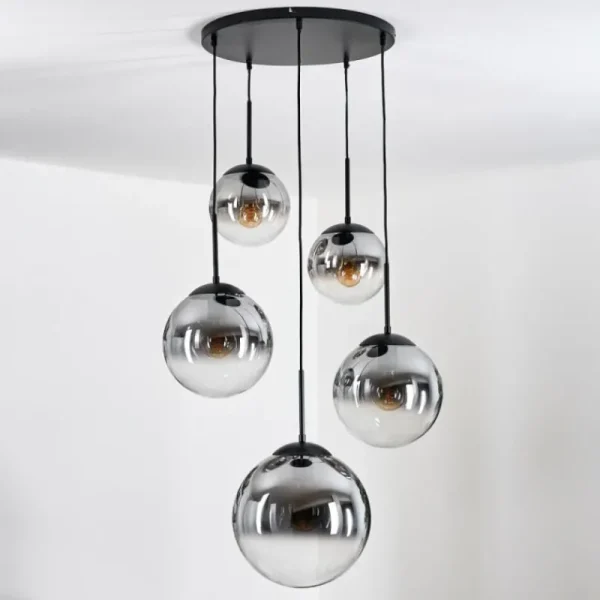 hofstein Gastor Suspension, Boule lumineuse 45 cm Noir, 5 lumières* Lampes Modernes