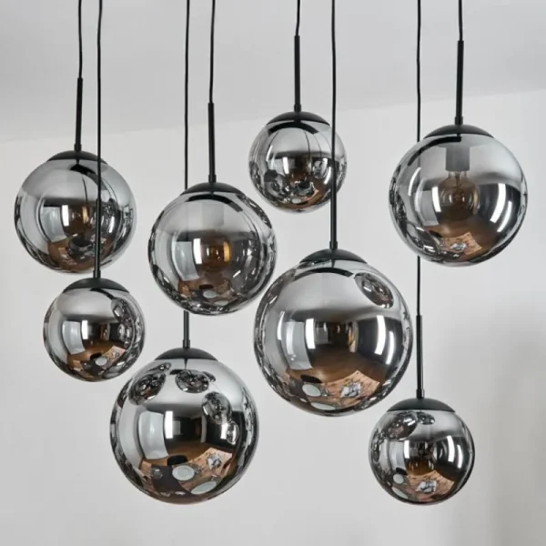 hofstein Gastor Suspension, Boule lumineuse, Suspension Fumé, 8 lumières* Lampes Modernes