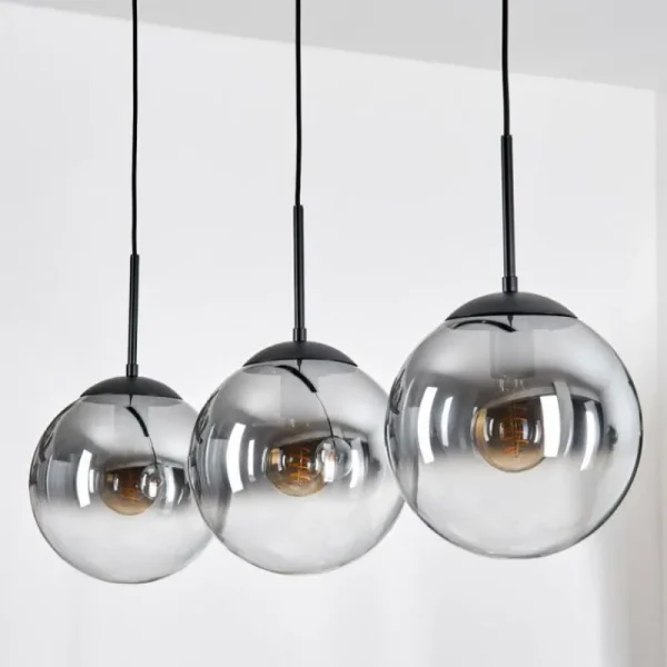 hofstein Gastor Suspension, Boule lumineuse Noir, 3 lumières* Lampes Modernes