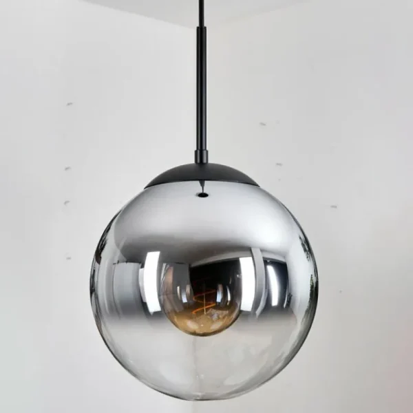 hofstein Gastor Suspension, Boule lumineuse 25 cm Chrome, Clair, Fumé, 1 lumière* Lampes Modernes