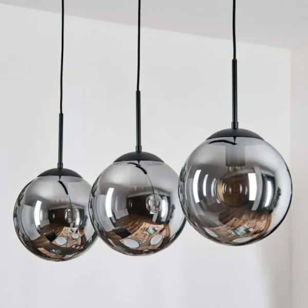 hofstein Gastor Suspension, Boule lumineuse Noir, 3 lumières* Lampes Modernes