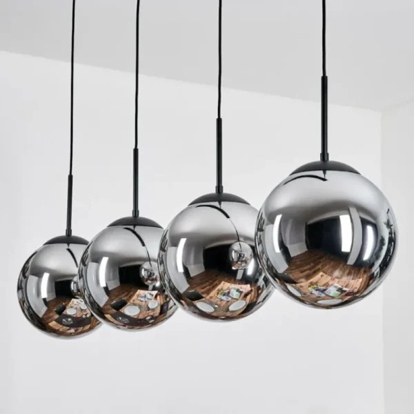 hofstein Gastor Suspension, Boule lumineuse, Suspension Chrome, Fumé, 4 lumières* Lampes Modernes