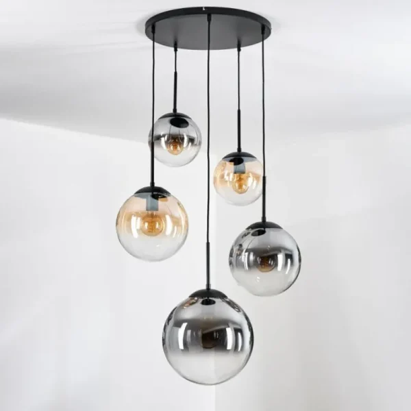 hofstein Gastor Suspension, Boule lumineuse 45 cm Noir, 5 lumières* Lampes Modernes
