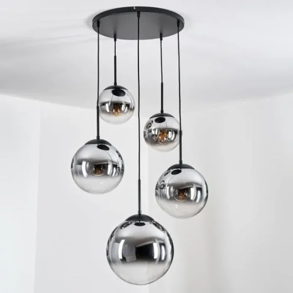 hofstein Gastor Suspension, Boule lumineuse 45 cm Noir, 5 lumières* Lampes Modernes