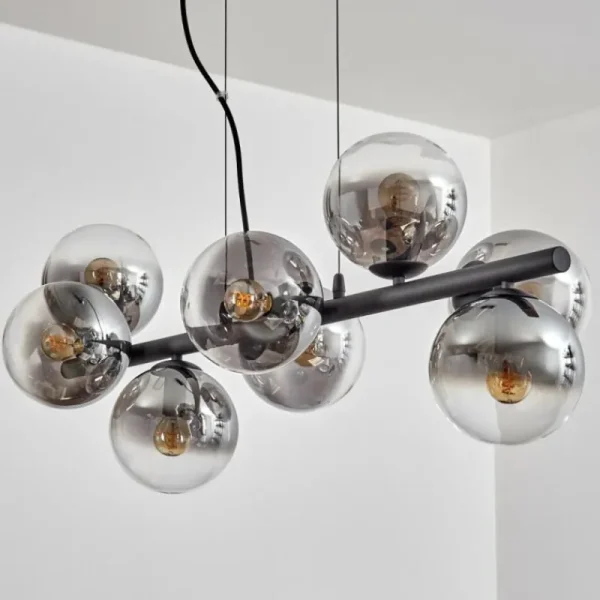 hofstein Gastor Suspension, Boule lumineuse, Suspension Clair, Fumé, 8 lumières* Lampes Modernes