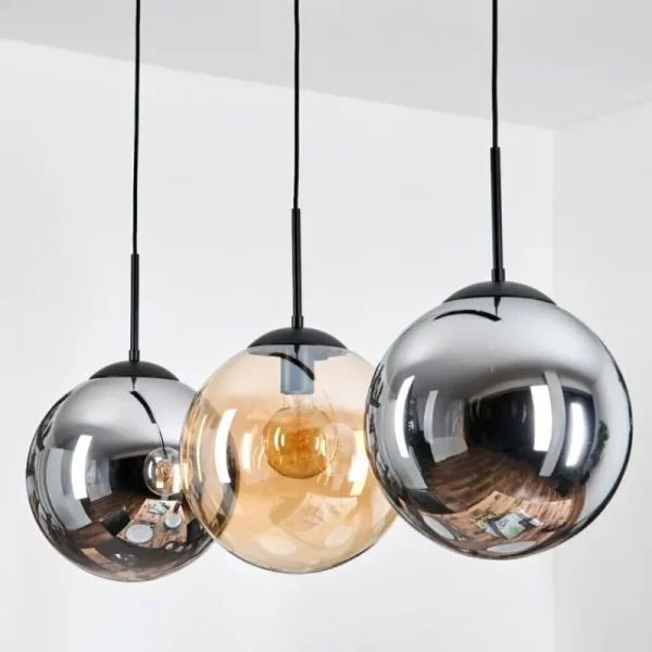 hofstein Gastor Suspension, Boule lumineuse, Suspension Ambre, Fumé, 3 lumières* Lampes Modernes
