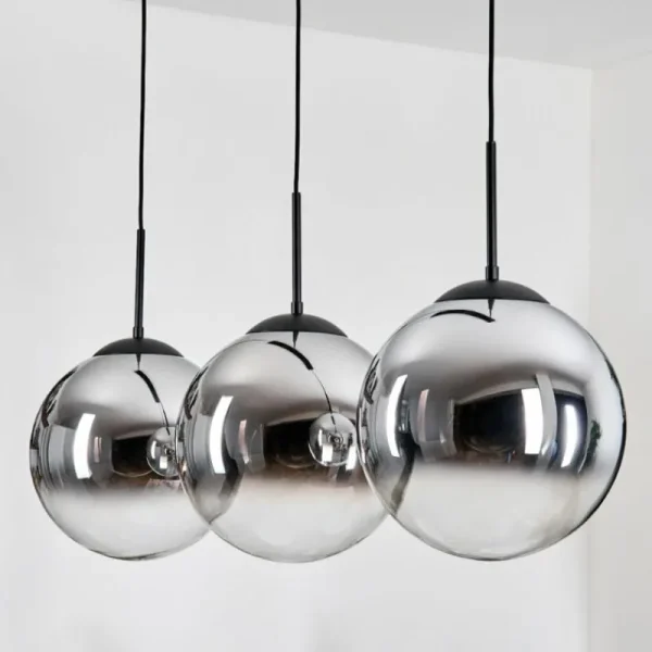 hofstein Gastor Suspension, Boule lumineuse, Suspension Chrome, Clair, Fumé, 3 lumières* Lampes Modernes