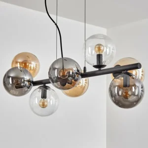 hofstein Gastor Suspension, Boule lumineuse, Suspension Ambre, Clair, Fumé, 8 lumières* Lampes Modernes