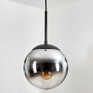 hofstein Gastor Suspension, Boule lumineuse Chrome, Clair, Fumé, 1 lumière* Lampes Modernes