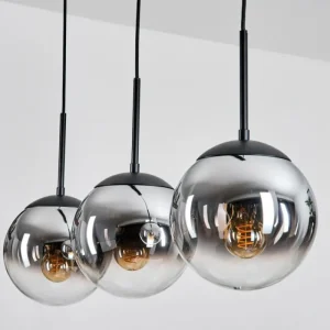 hofstein Gastor Suspension, Boule lumineuse Chrome, Clair, Fumé, 3 lumières* Lampes Modernes